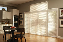 large patio doors with white horizontal shades
