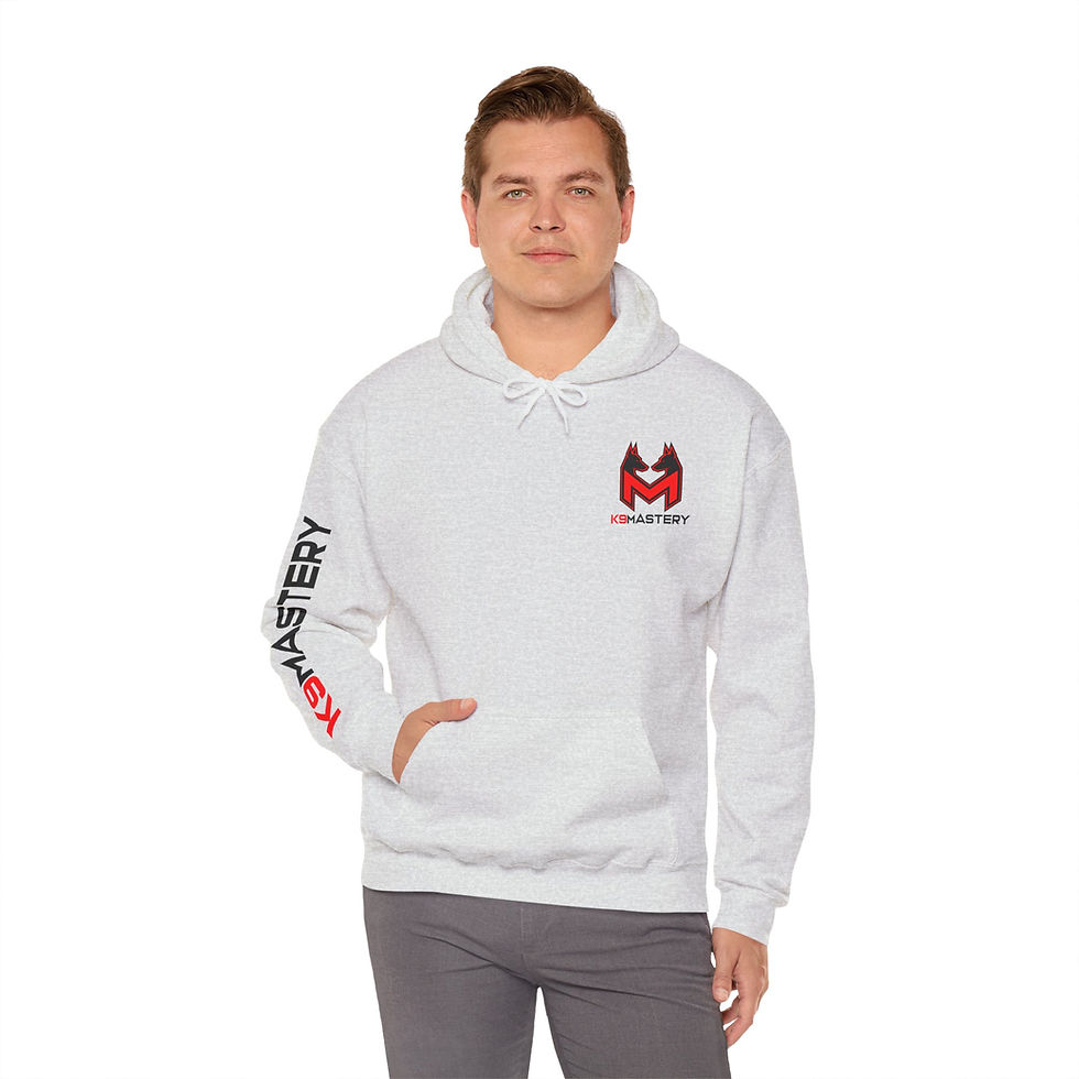Thumbnail: K9 Mastery Custom Unisex Heavy Blend™ Hooded Sweatshirt (Red/Black Logo)