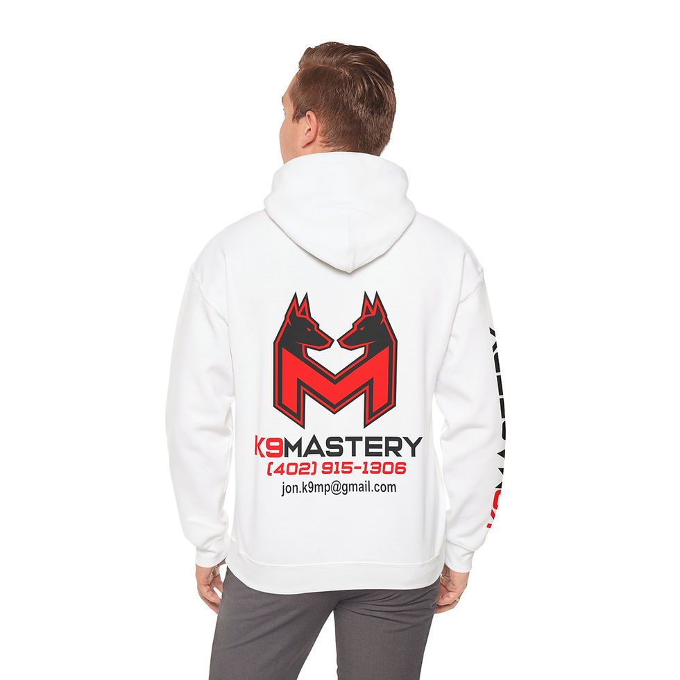 Thumbnail: K9 Mastery Custom Unisex Heavy Blend™ Hooded Sweatshirt (Red/Black Logo)