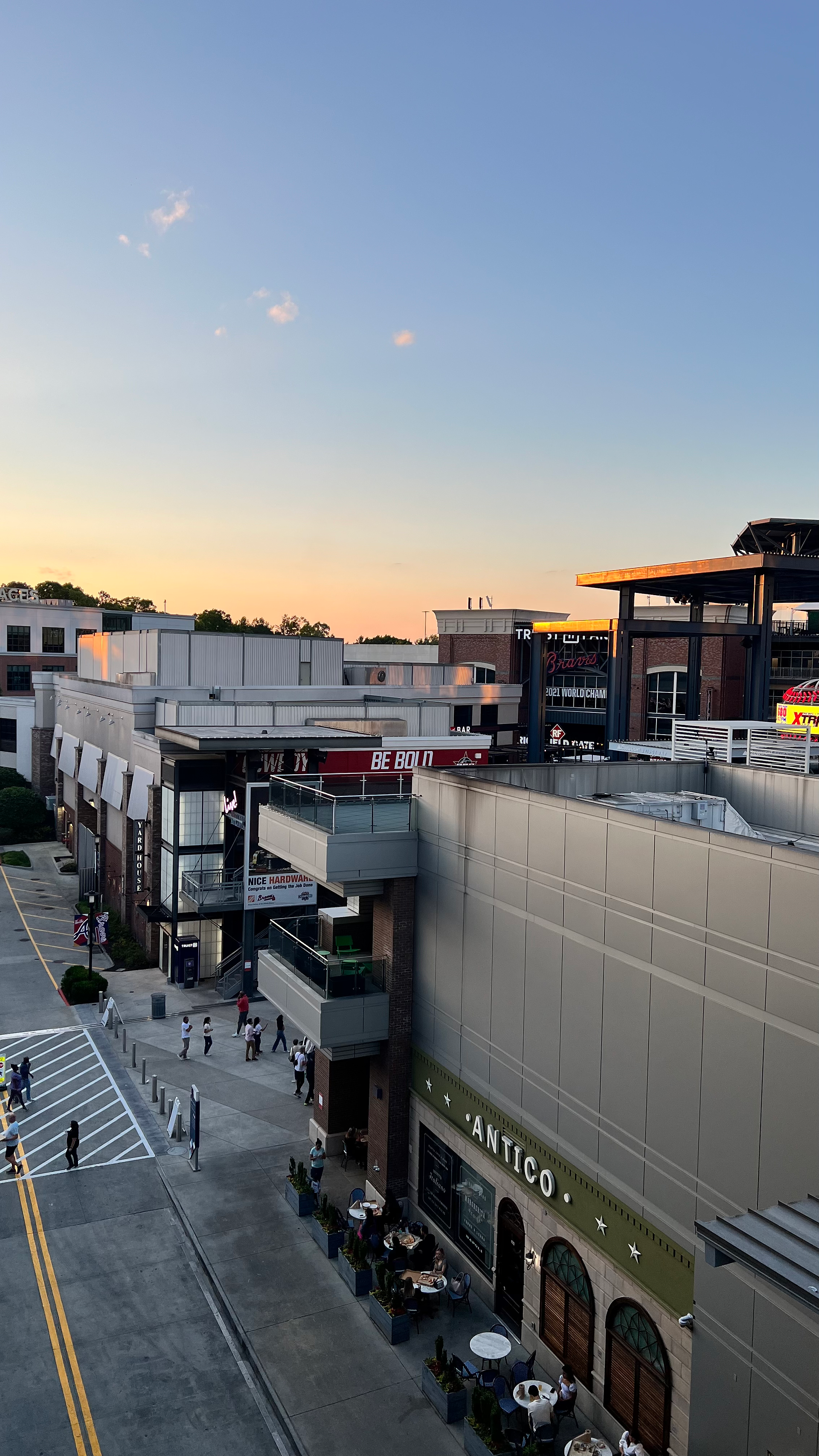 Parking garage deck Atlanta Battery at sunset
