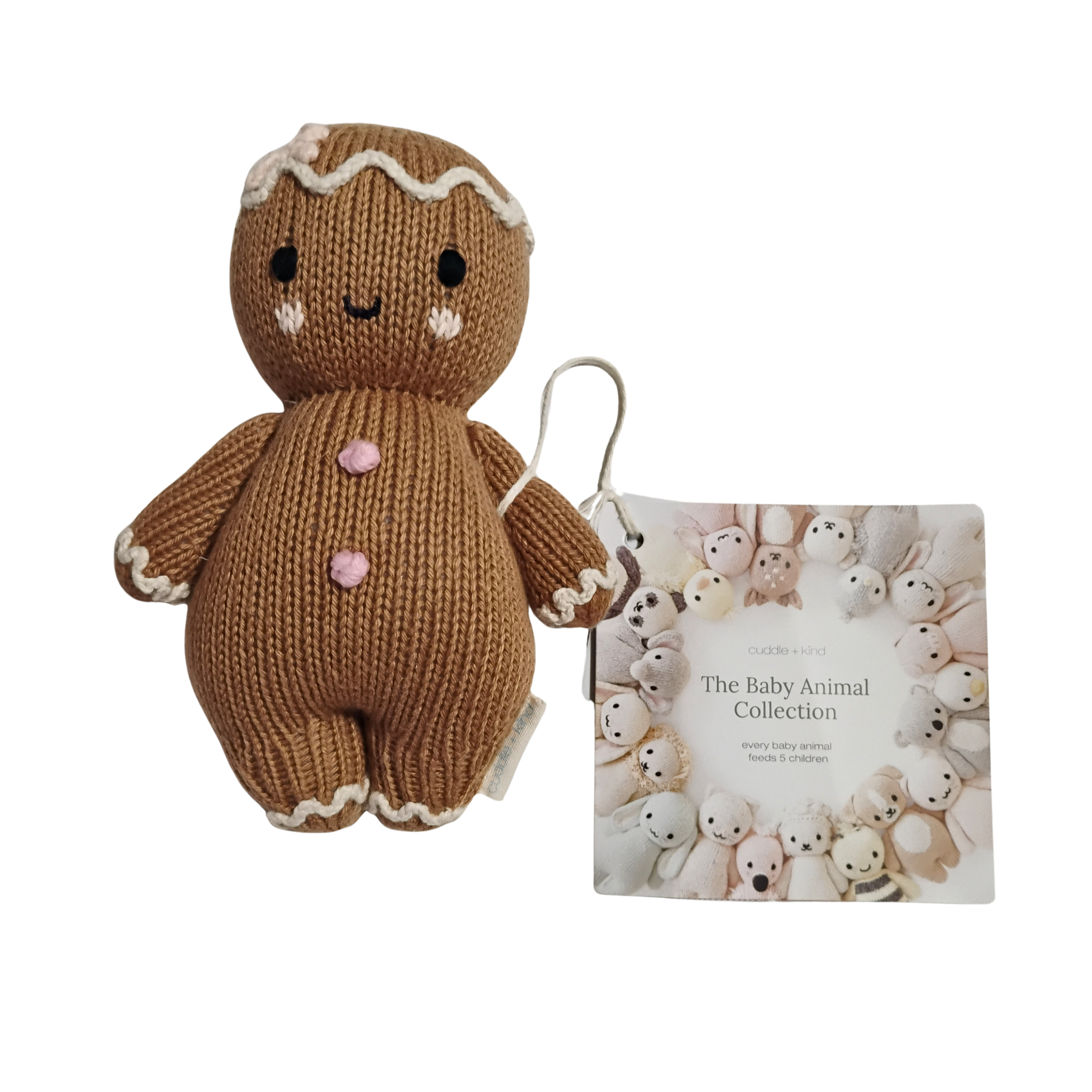 Cuddle + Kind Hand-Knit Gingerbread Girl Plush Doll