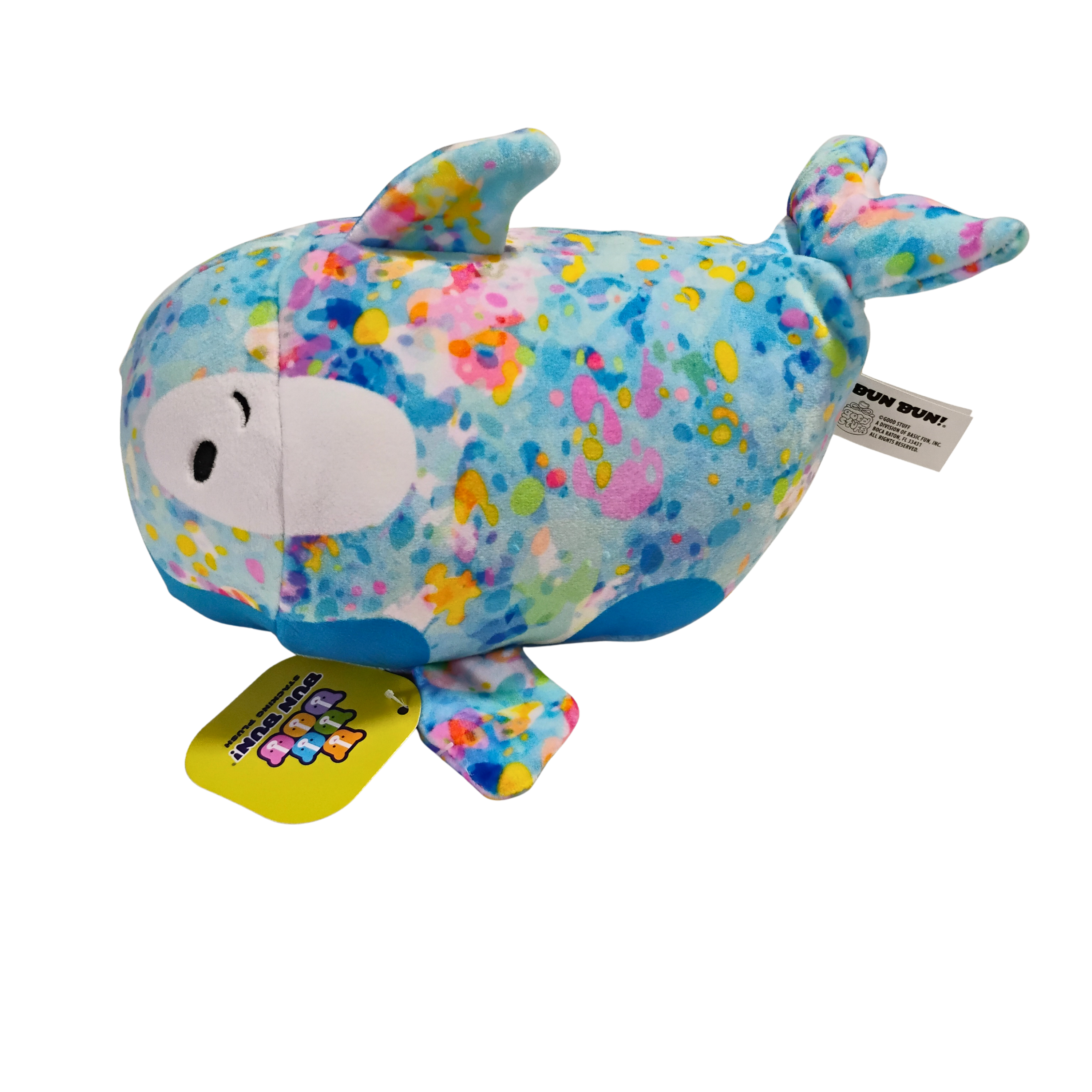 Bun Bun Stacking Plush Whale 7" Blue Paint Splatter Basic Fun Good Stuff NWT