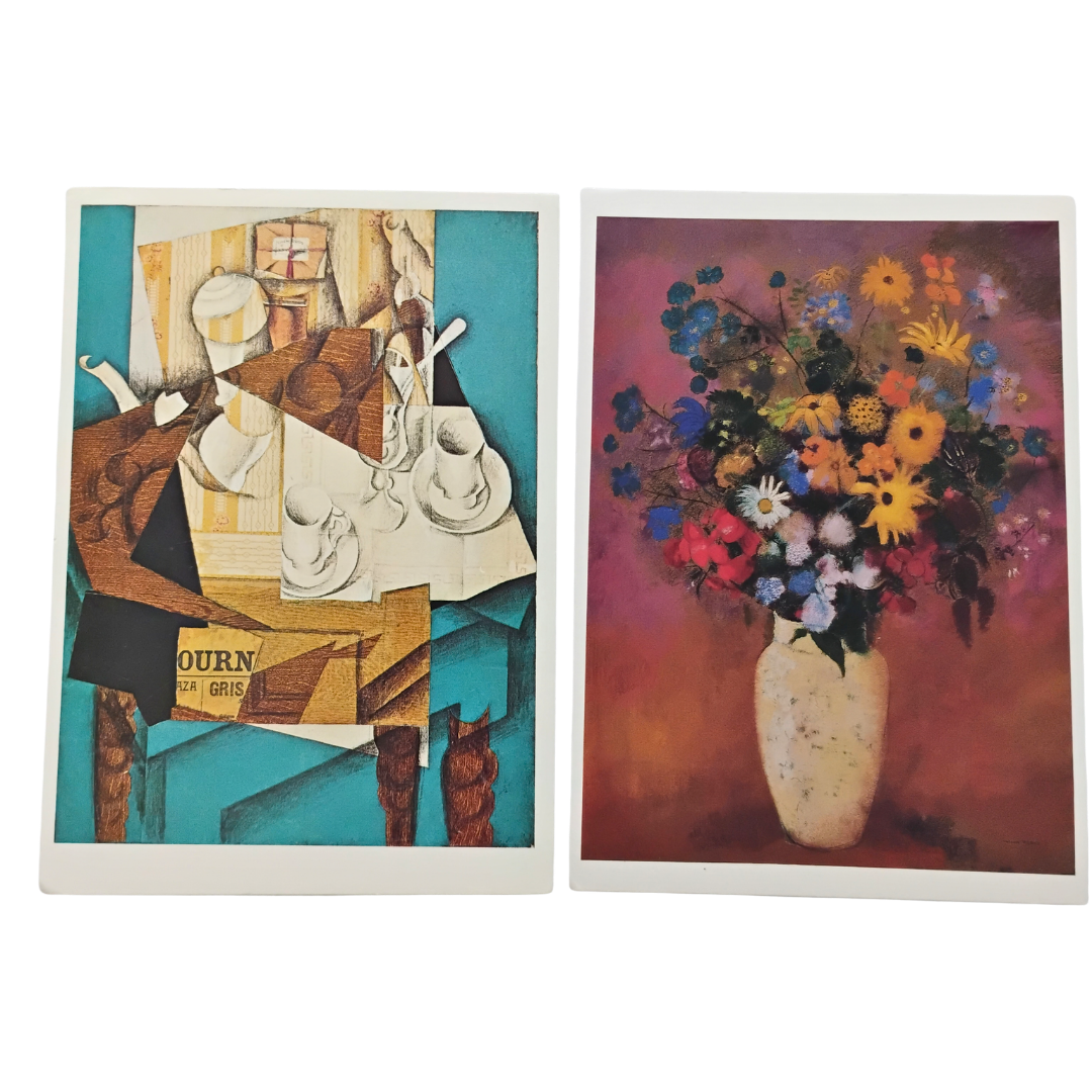 Vtg Museum of Modern Art Vase of Flowers and Breakfast Postcards Set of 2