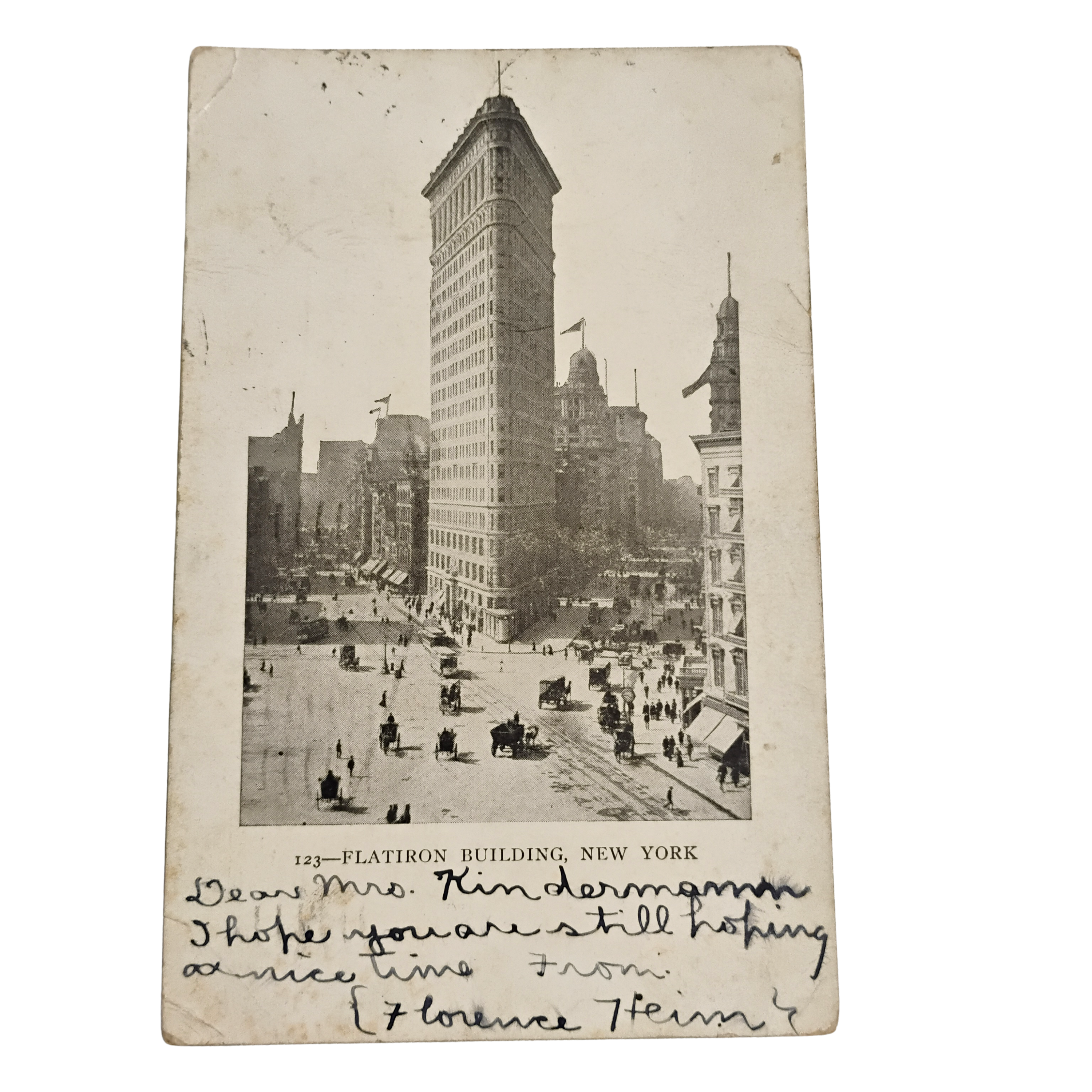 1904 New York City Postcard Flat Iron Building-Broadway And Fifth Ave. Posted