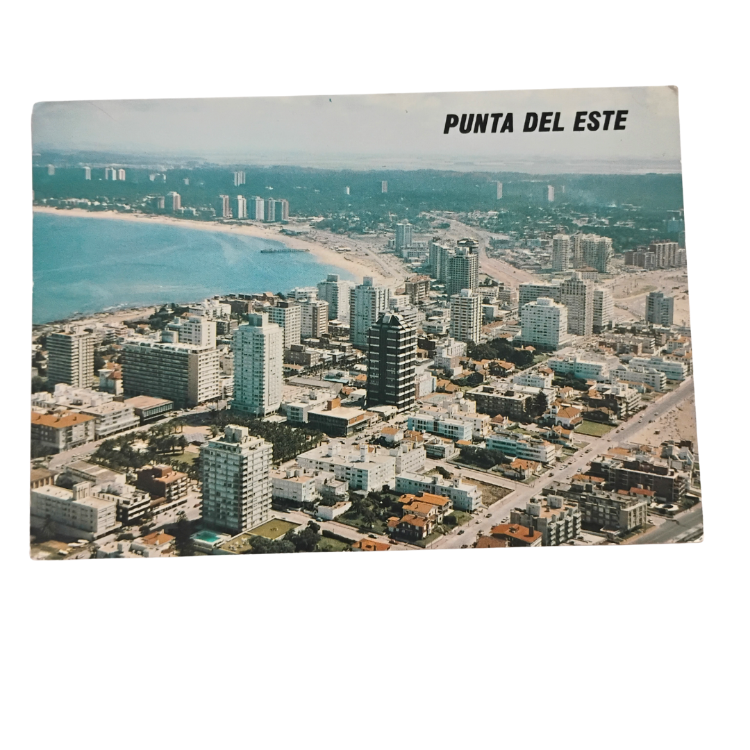 Vintage Punta Del Este Uruguay Peninsula Postcard Aerial View