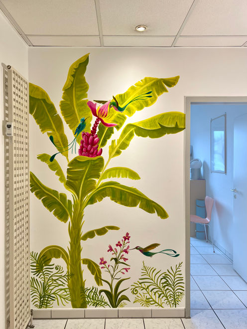Hand-painted murals for a children's clinic. Jungle mural.