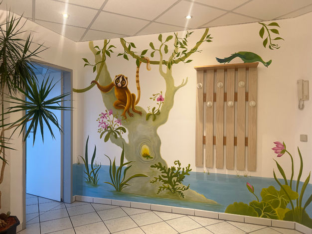 Hand-painted murals for a children's clinic. Jungle mural.