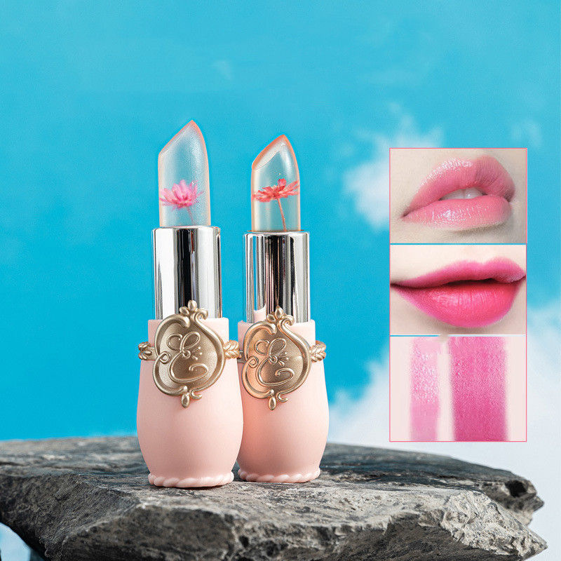 Color Changing Dried Flower Jelly Lip Balm for Women