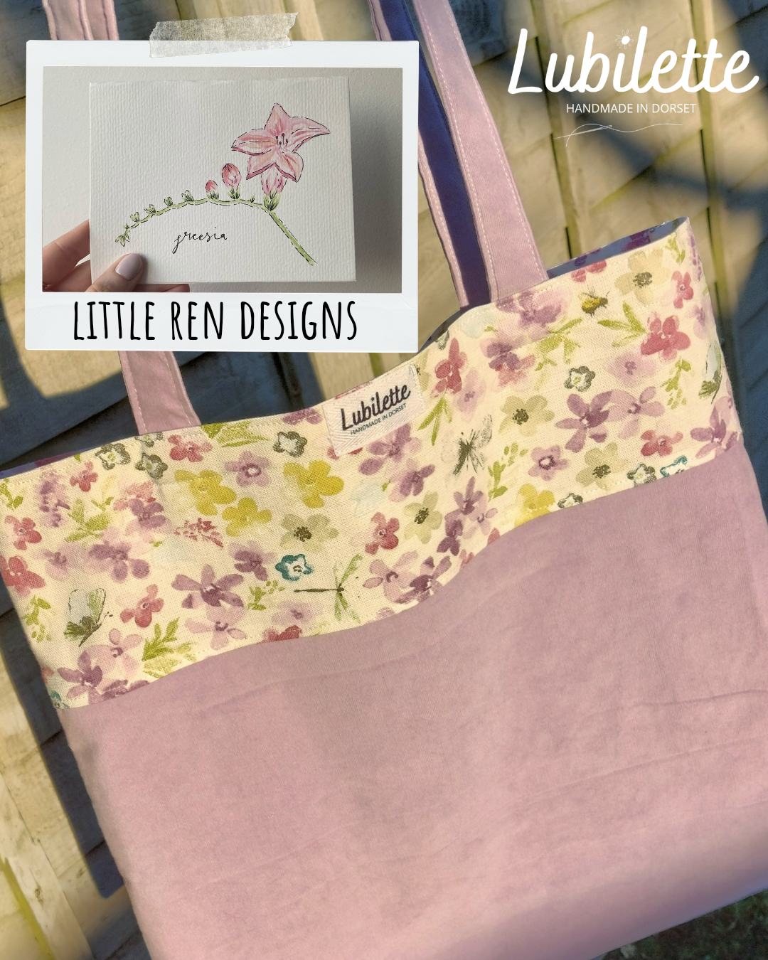 Collab - Dora Tote Bag and Handpainted Freesia Card