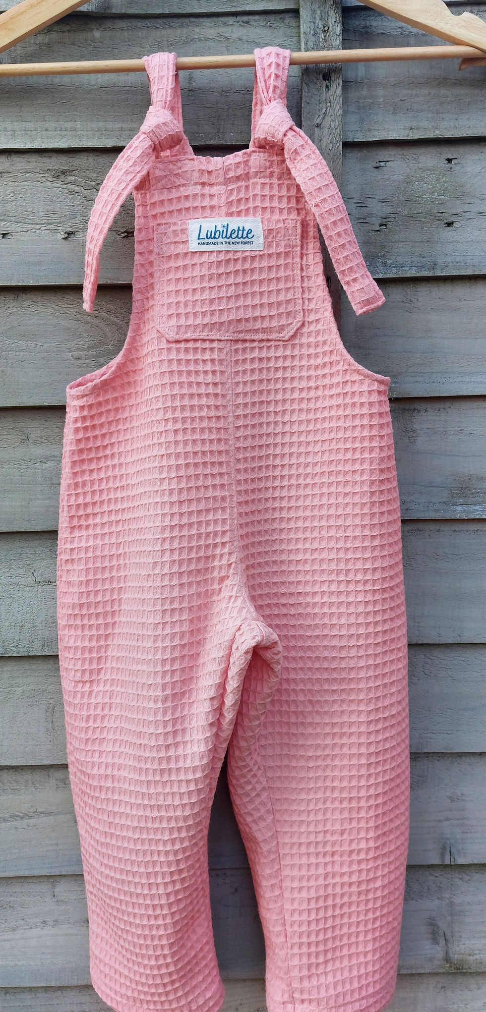 Thumbnail: MADE TO ORDER Mini Dora dungarees | 100% Cotton Waffle Candy Pink
