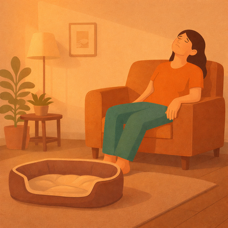 una mujer experimentando la soledad en el duelo por perder a su mascota