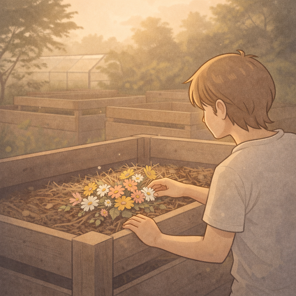 una persona sepide a su mascota a través de la biotransformación