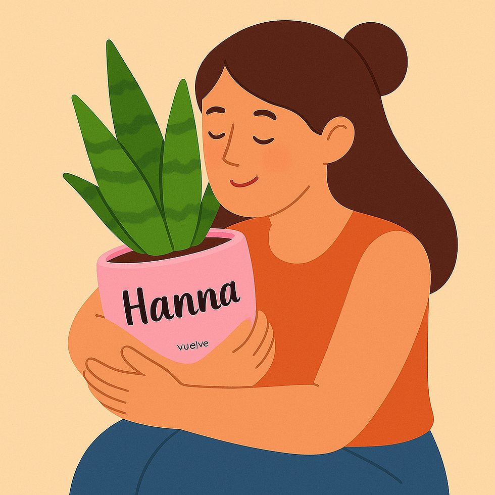 una mujer abraza la planta que crece gracias al abono producto de la biofransformación de se mascota fallecida