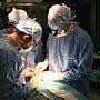 Due chirurghi eseguono un'operazione delicata in sala operatoria.