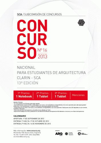 Concurso Nacional Clarin – SCA para estudiantes de Arquitectura, 2013