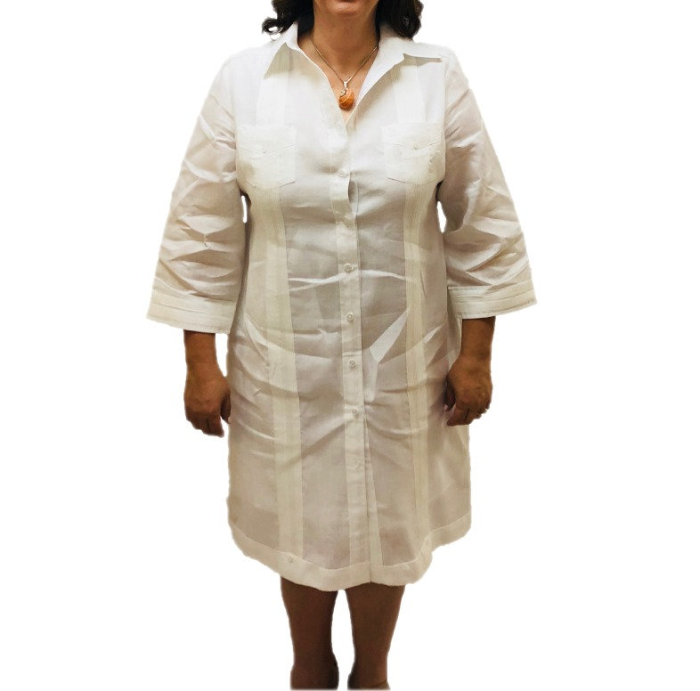 Womens Linen Guayabera Dress 3 4 Sleeve 100 Irish Linen Pepeyberta Womens Linen Guayabera Dress 3 4 Sleeve 100 Irish Linen Pepeyberta