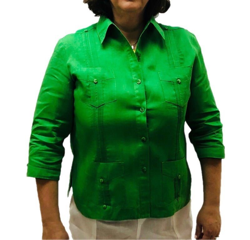 Thumbnail: Womens Linen Guayabera - 3/4 Sleeve - 100% Linen