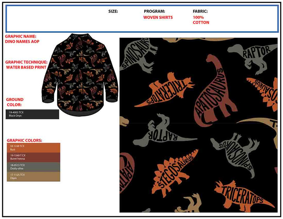 a shirt with a pattern of dinosaurs on it