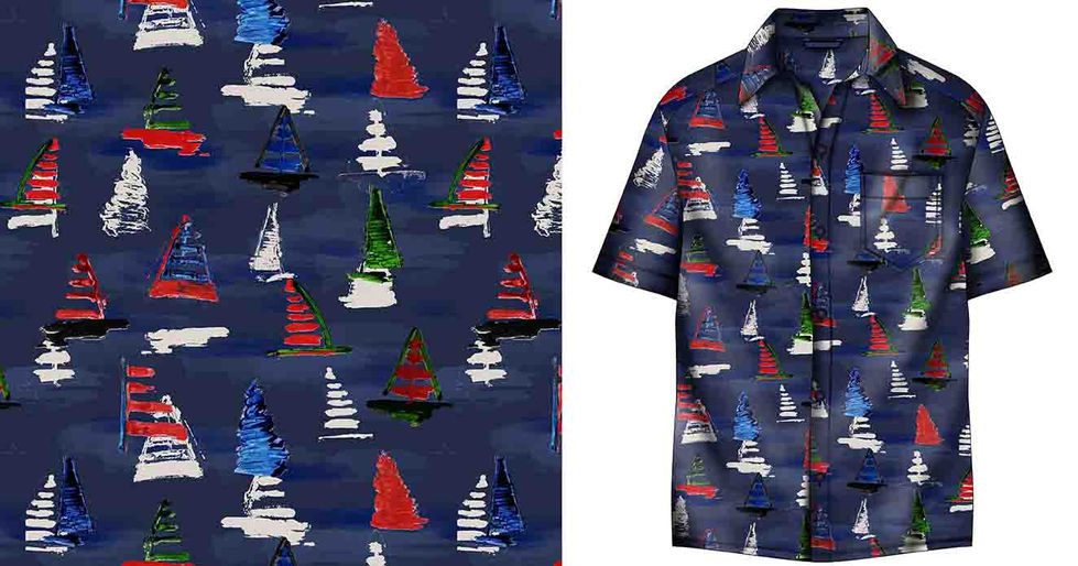a shirt with a pattern of sailboats on it