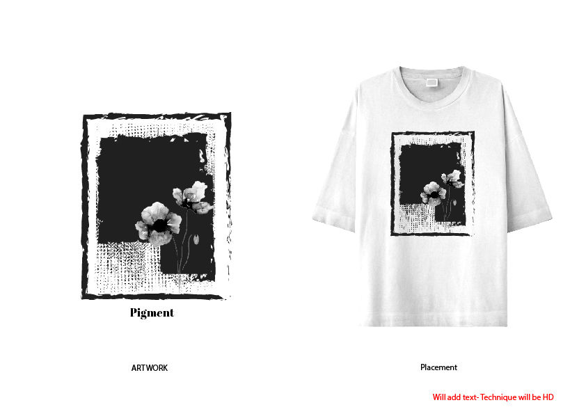 a white t-shirt with a picture of flowers on it