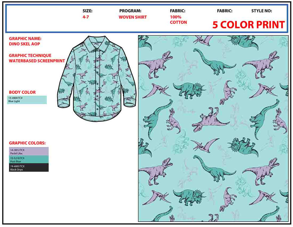 a shirt with a pattern of dinosaurs on it