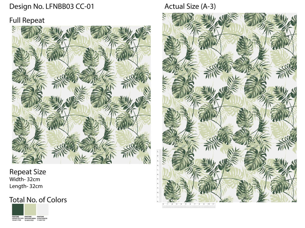the actual size of the leaf pattern is a 3