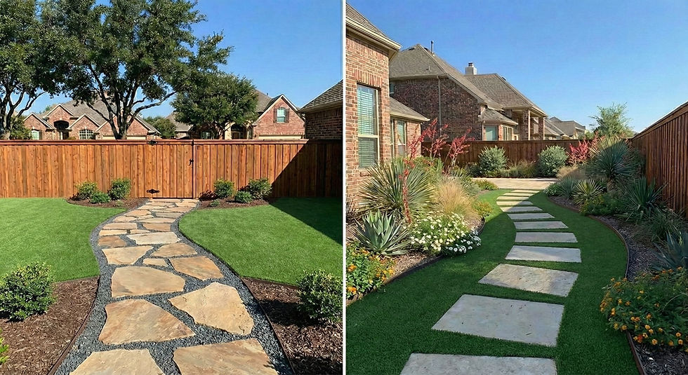 Elegant custom hardscaping featuring paver walkways, retaining walls, fire pits and custom steps professionally built for North Texas homes by veteran-owned Texas Armour Construction