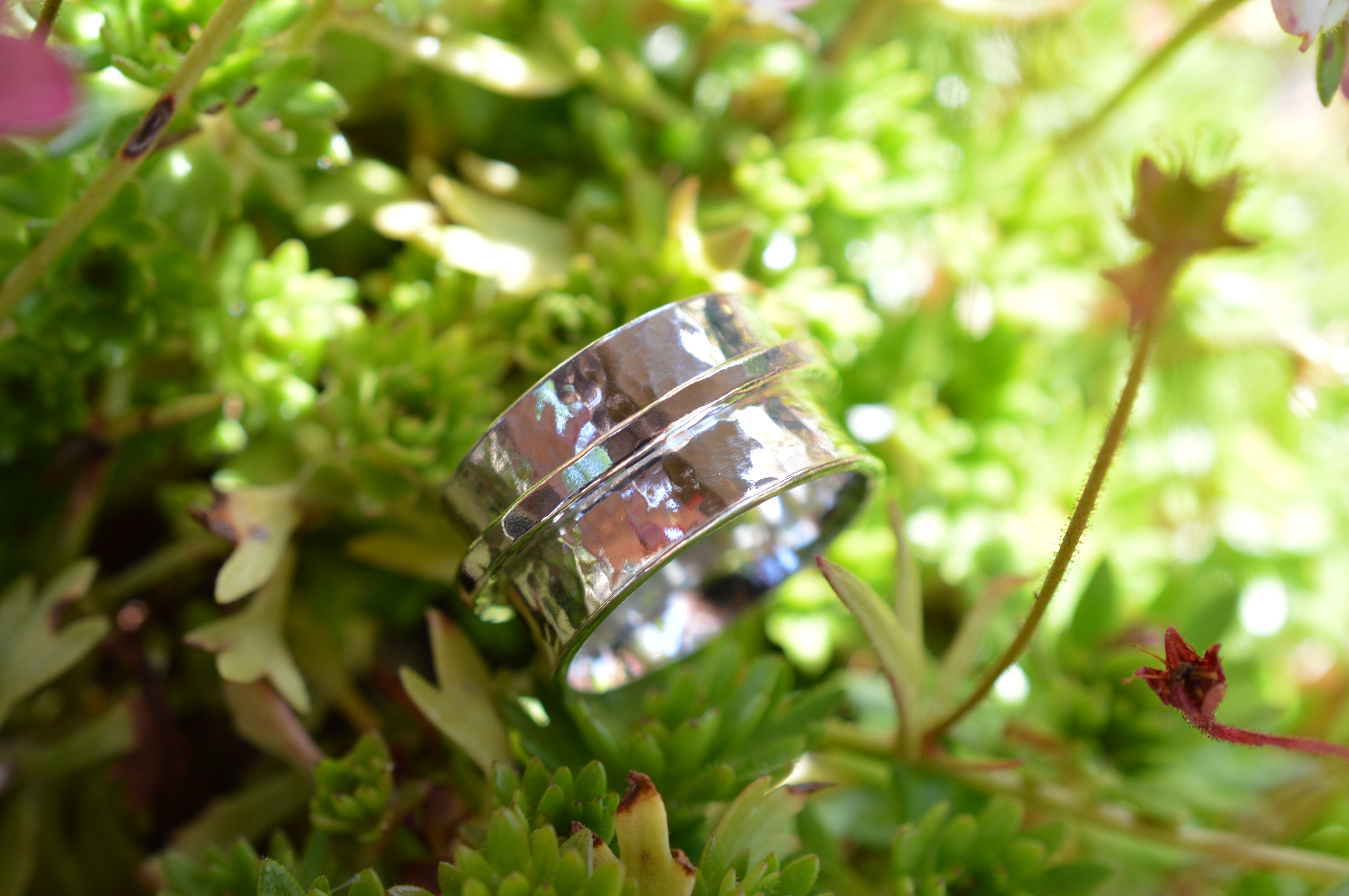 Textured Spinner Ring with Hammered Spinner