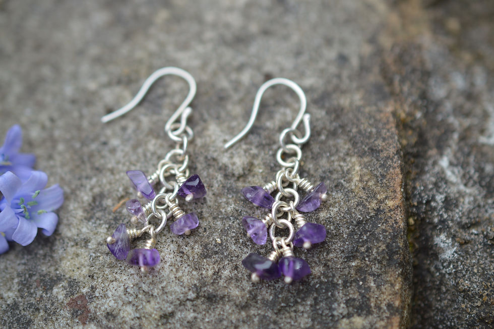Thumbnail: Cluster Drop Earrings with Natural Gemstones