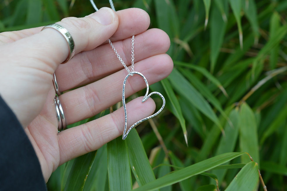 Thumbnail: Hammered Heart Pendant Necklace