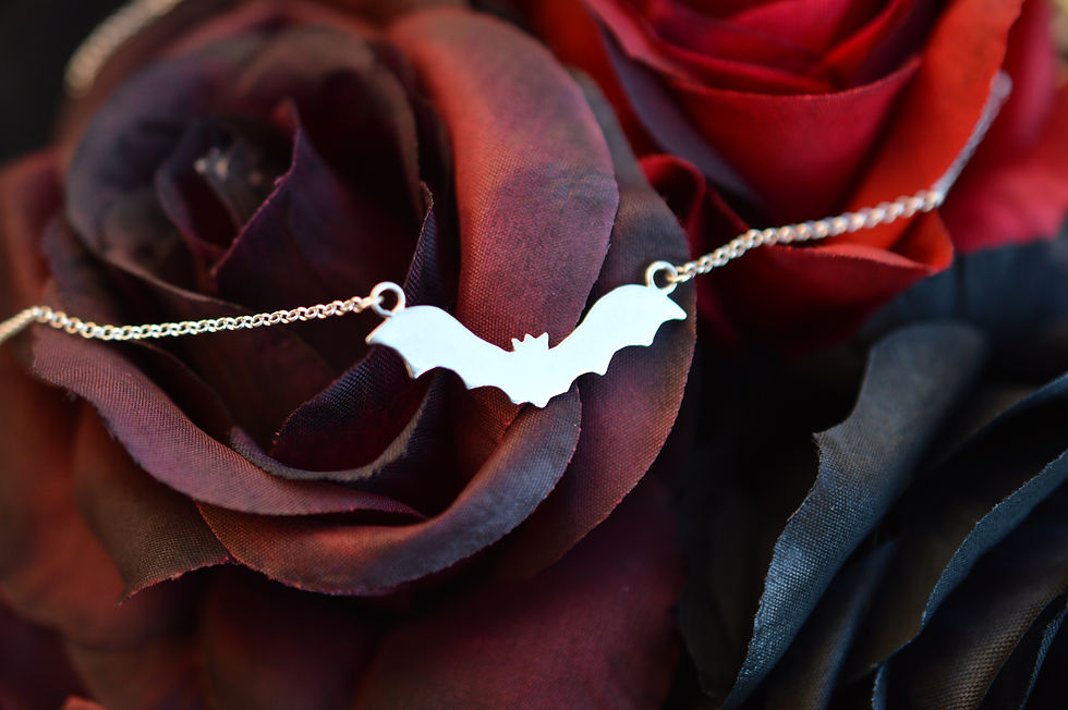 Thumbnail: Handmade Sterling Silver Bat Necklace