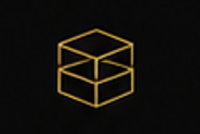 Gold geometric cube outline icon for B2B services