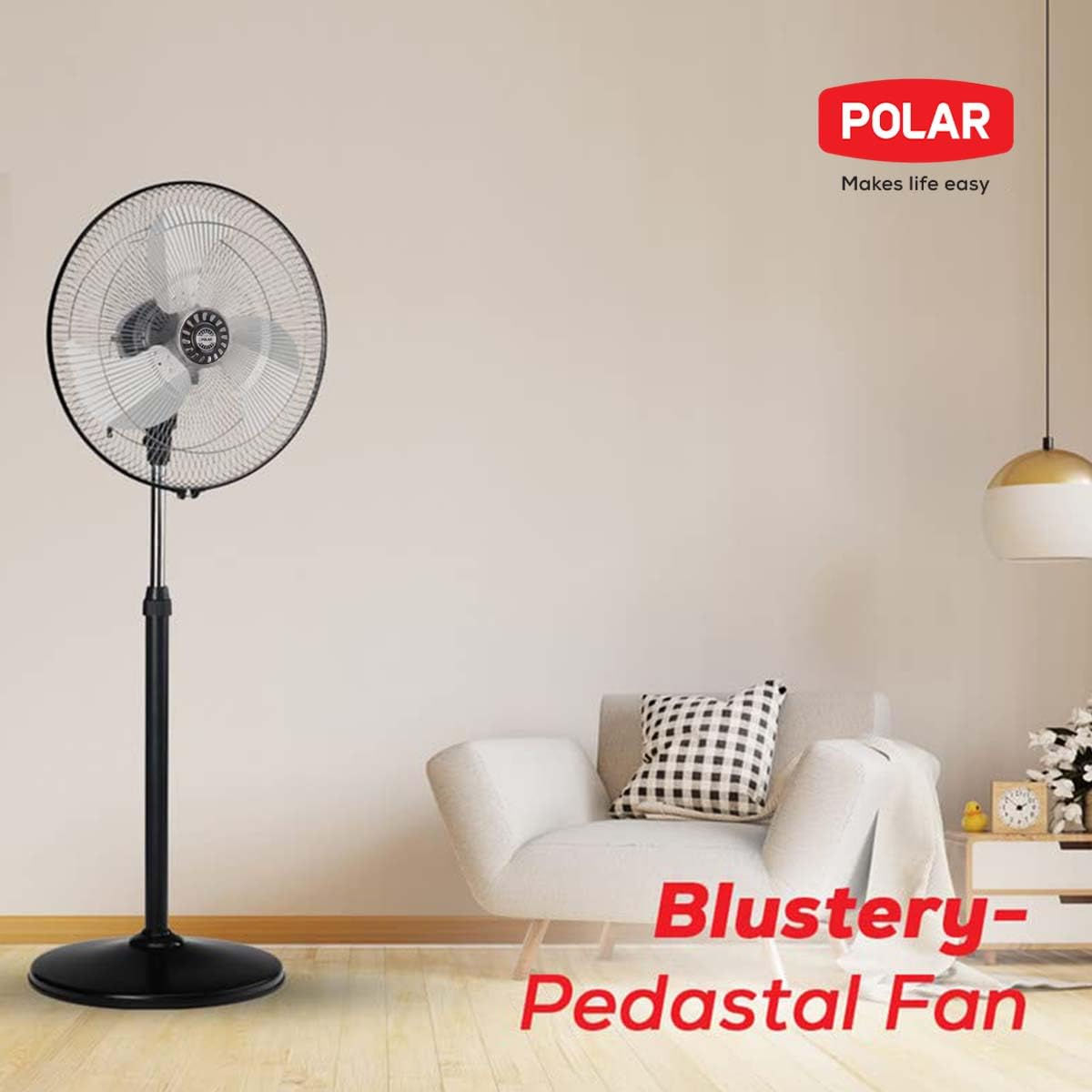 POLAR | METAL PEDASTAL FAN | 450MM | BLUSTERY