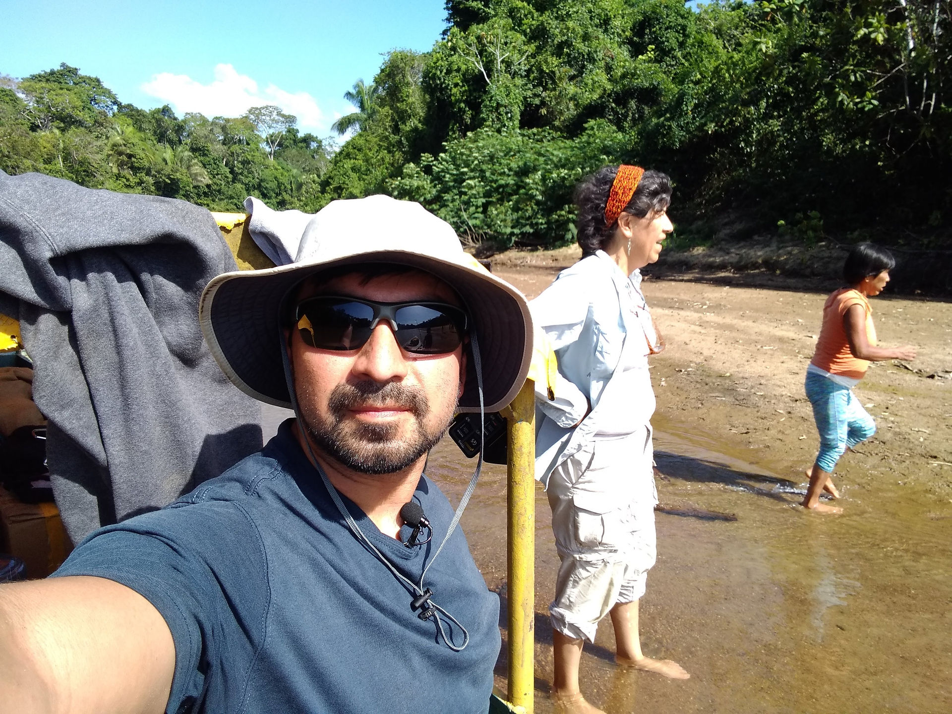 Selfie along river bank in Amazon