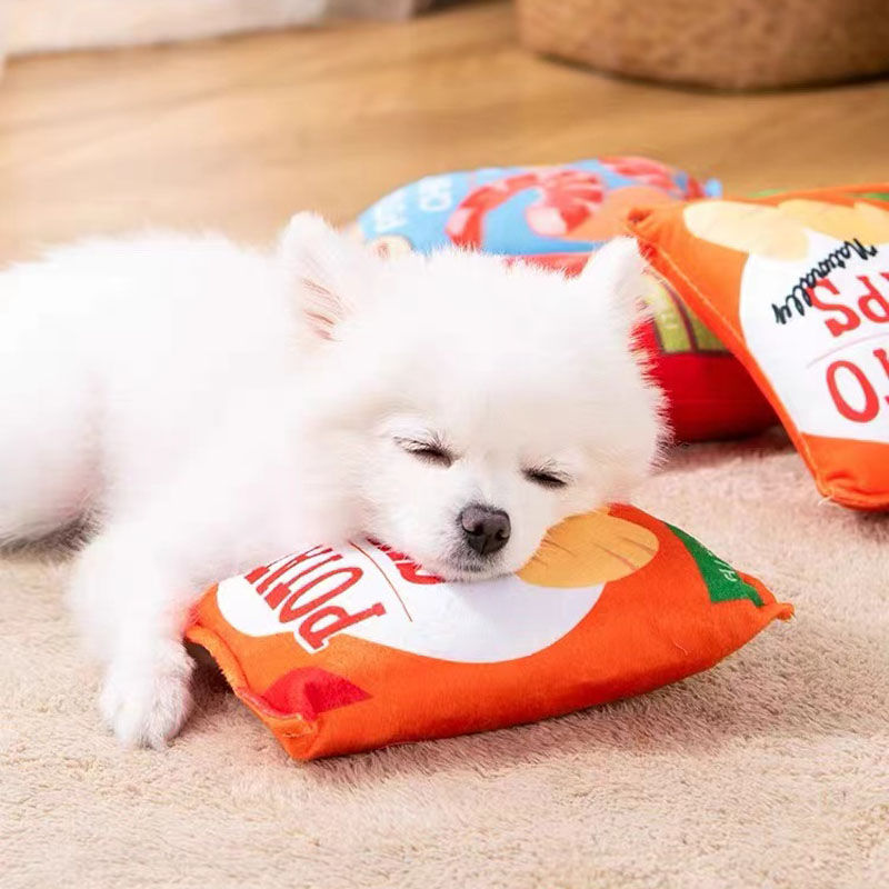Thumbnail: Funny Dog Toys Crisps Plush Filled Pets Squeaky Chew Toy Bite-resistant Sounding