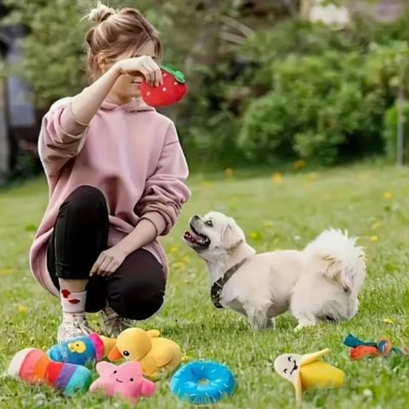 Thumbnail: A 7-piece set of puppy sound toys, loose plush pet chewing, plush fruit snacks a