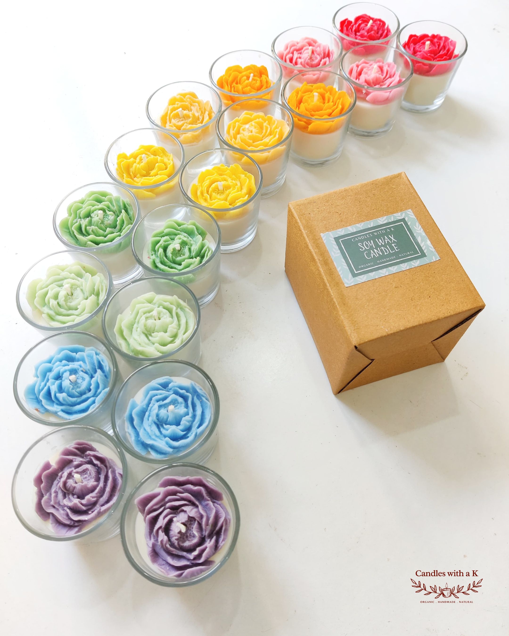 Scented Soy Wax Peony Flower Votive Jar Candle