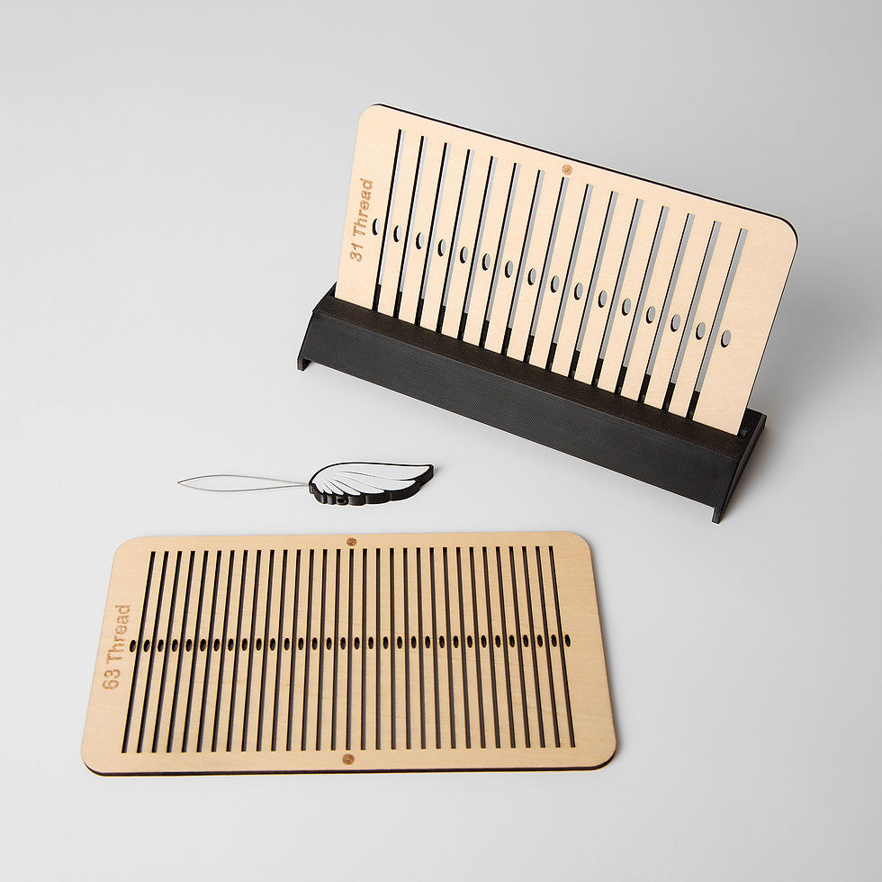 Penelope Heddle Accessory Kit comes with 2 Heddles(1 fine/1 large, 2 fine, or 2 large gauge), Heddle Threading Holder, Threading Tool