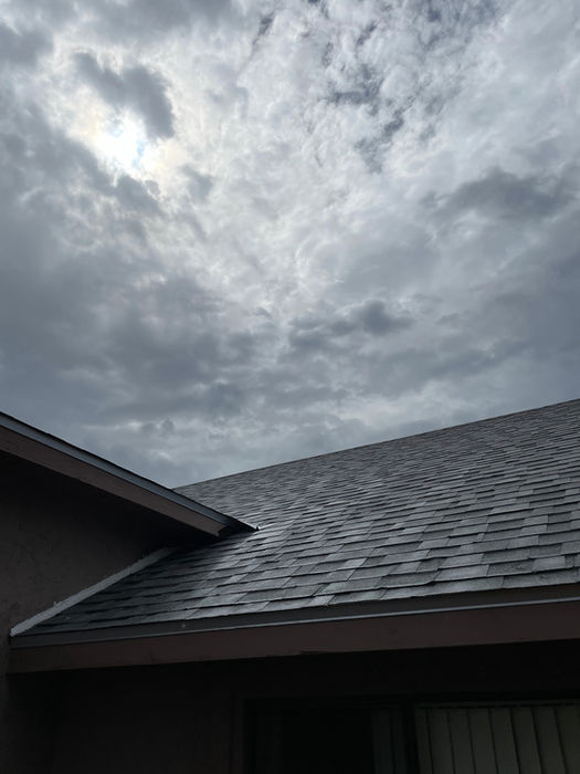 “Roofing crew replacing shingles on a steep-pitch residential roof, using harnesses and safety gear for secure installation.”