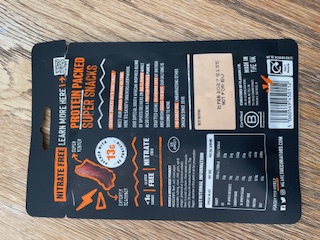The Curators beef biltong nutritional info on back of pack
