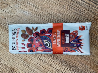 Orange and maple syrup nut and seeds boost from Boundless - great healthy snack to take to work