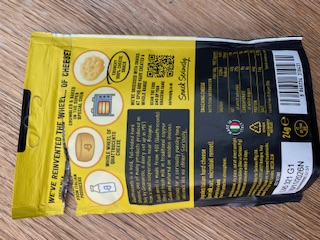 back of pack Serious Pig snacking cheese 