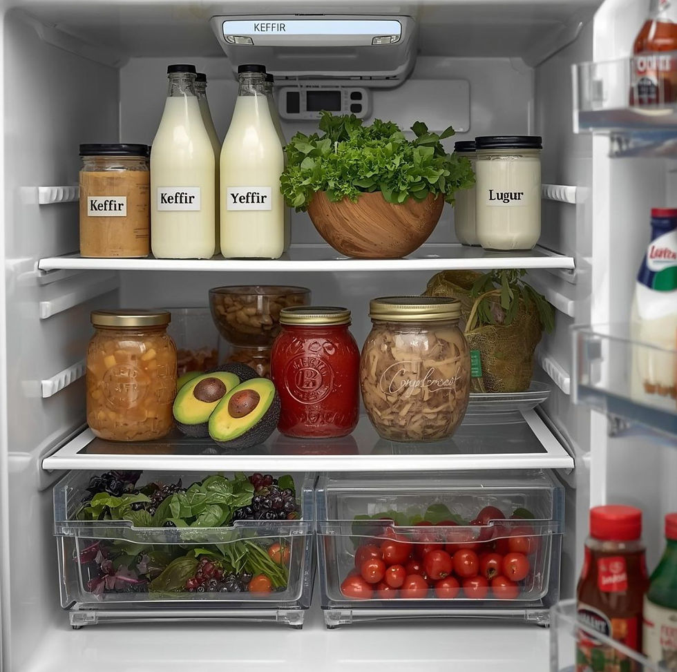 office fridge stocked with healthy food