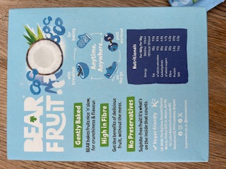 Nutritional info of Bear Fruit coconut chips