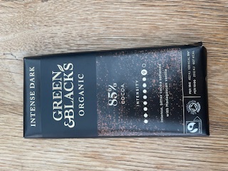 Green & Blacks organic chocolate 85% cocoa pack