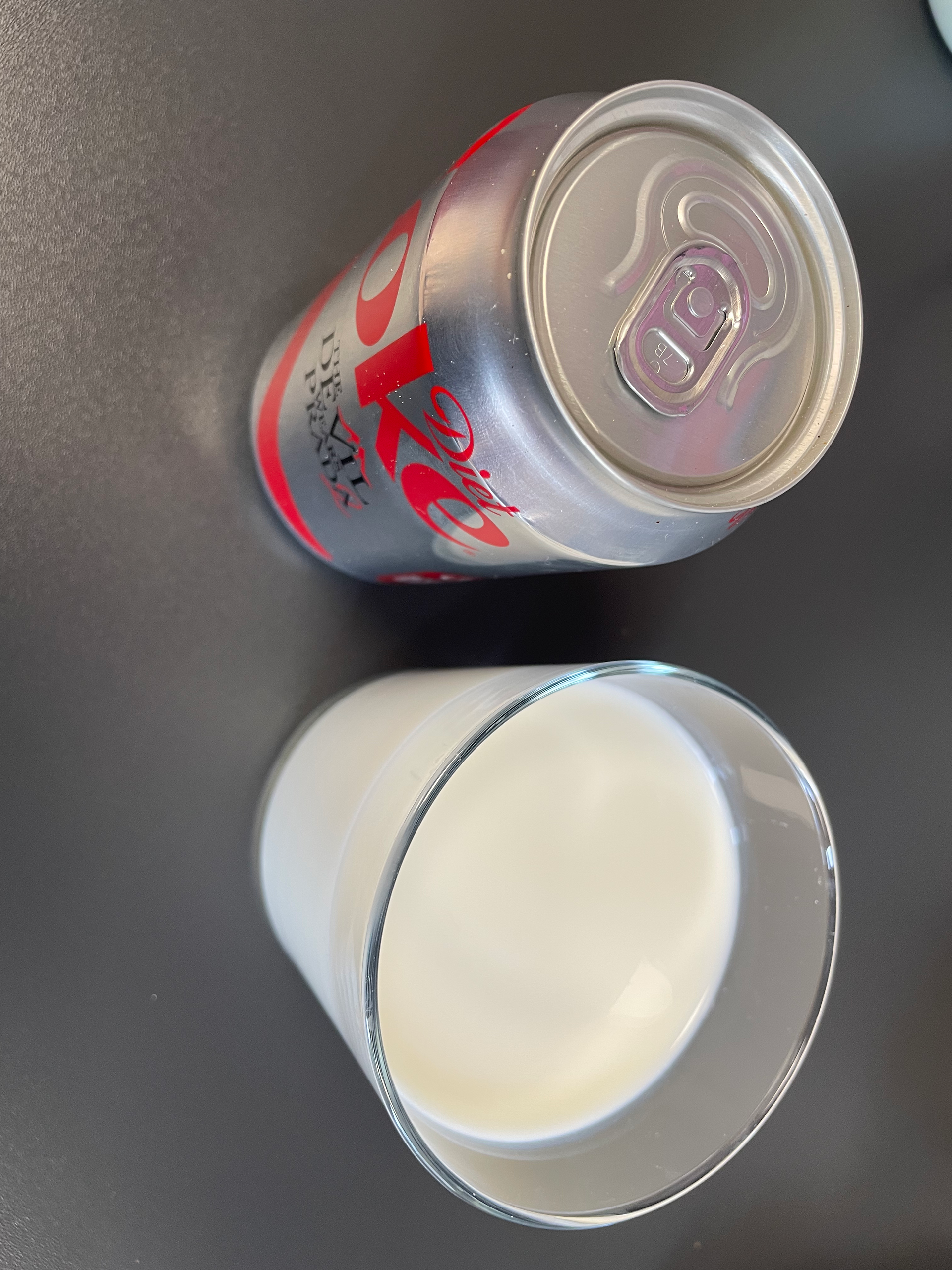 comparing how different drinks such as Diet Coke and milk impact blood glucose 