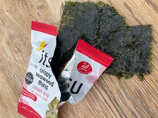 healthy seaweed snack on work desk