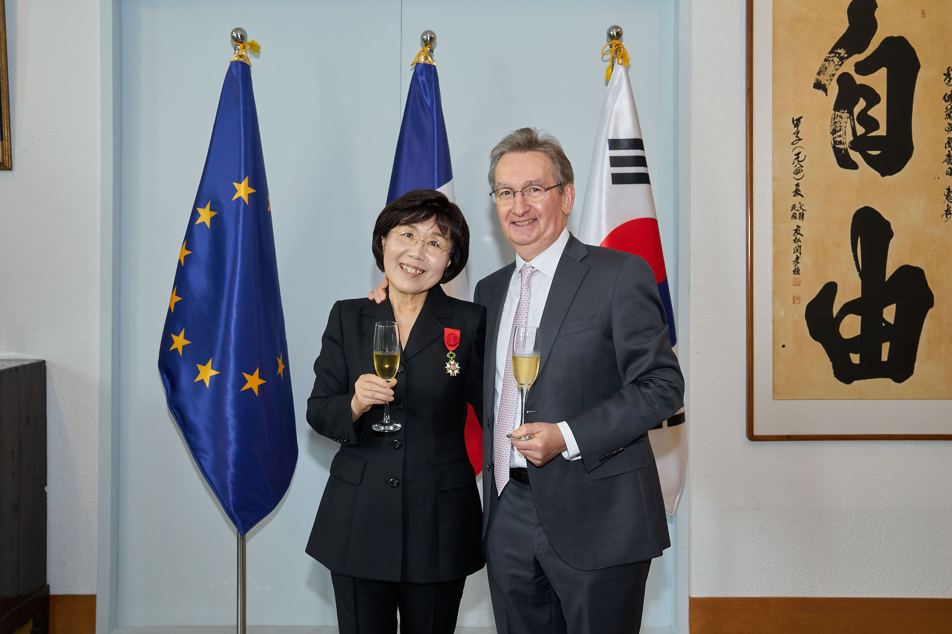 Choi Jung-wha, Présidente du CICI, et Didier Beltoise, son époux, Président  de Cs