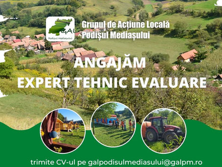 GAL Podișul Mediașului angajează expert tehnic evaluare