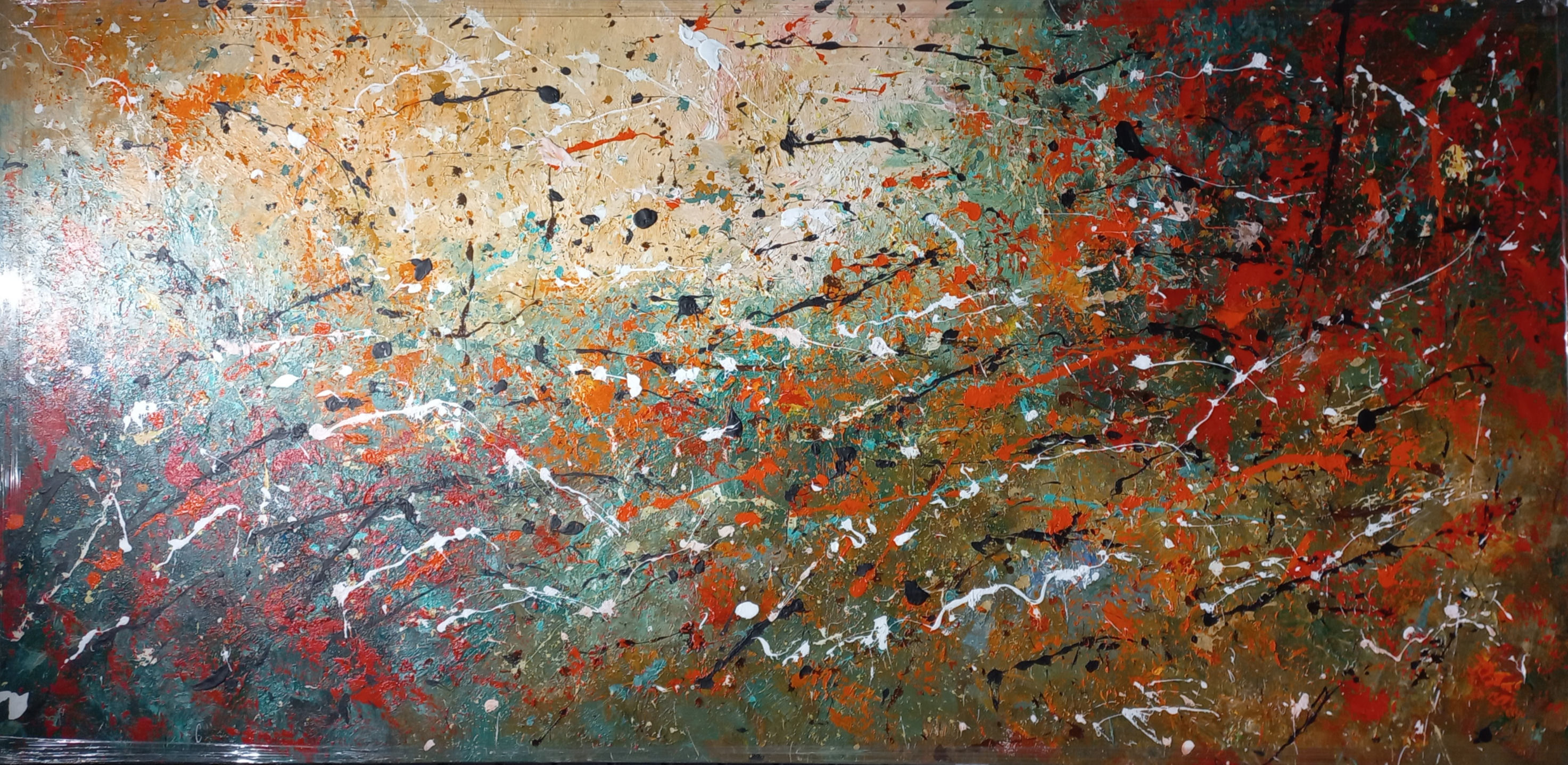 Brown orange and black abstract Bousie oil painting